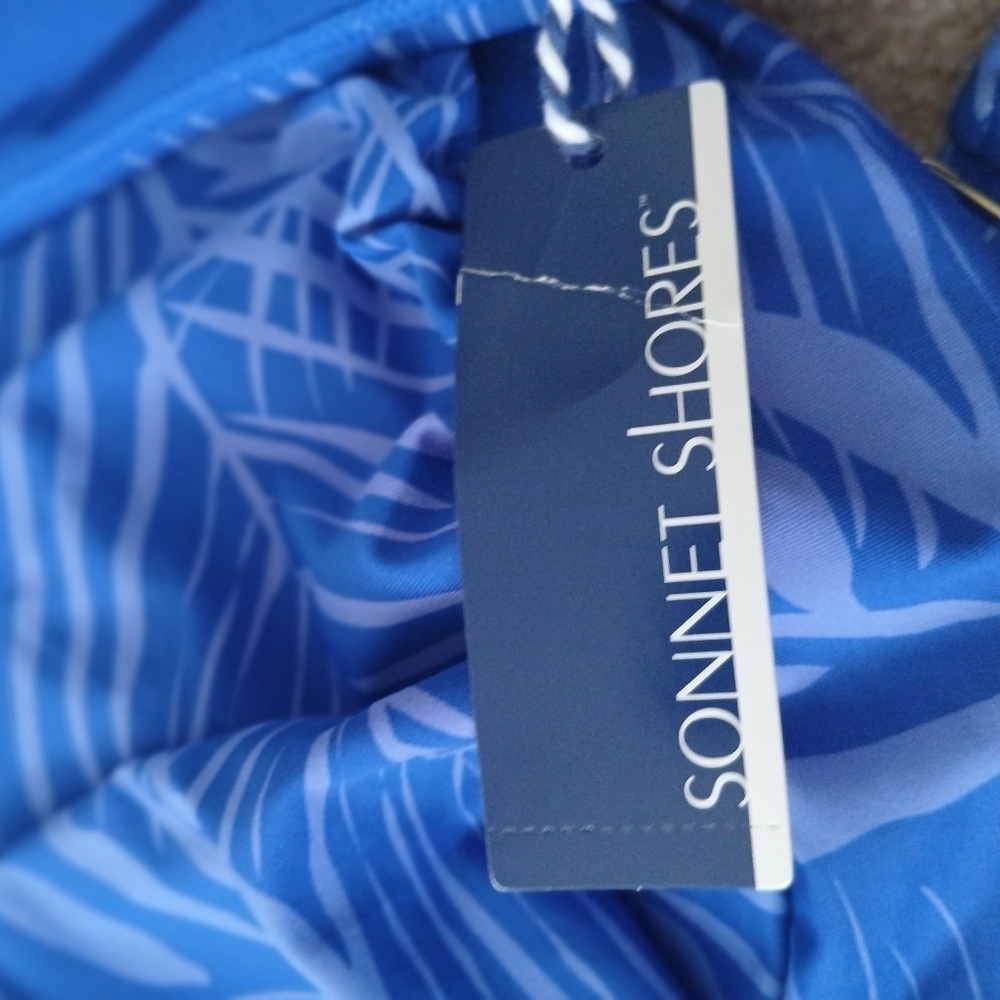 SONNET SHORES Blue Palm Tankini Top Adjustabke Straps sz 24W.  NWT.   FL - Picture 6 of 7
